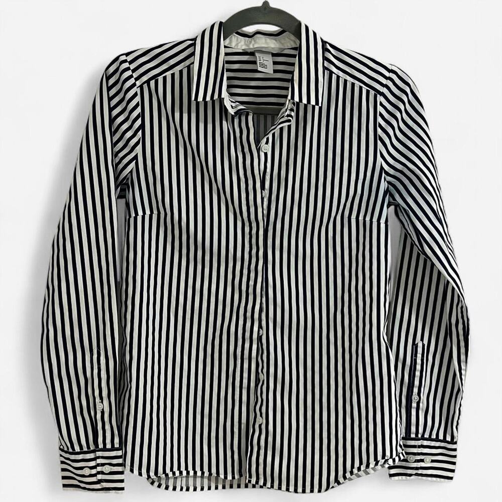 H&M Slim Fit Striped Button-Up Shirt